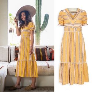 dRA Los Angeles Delfina Yellow Striped Midi Dress